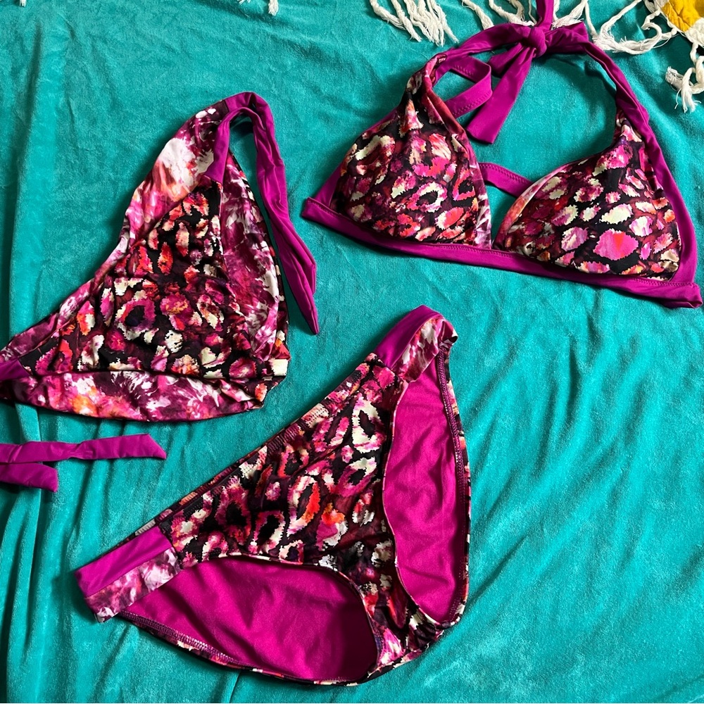 Vibrant Pink Leopard Print Bikini Set